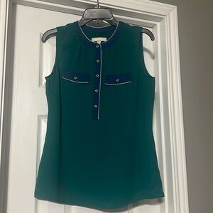 Sz S Banana Republic teal/blue tank blouse with gold buttons